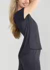 Cap Sleeve Lounge Tee(Black Marl,XS)