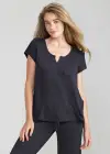 Cap Sleeve Lounge Tee(Black Marl,XS)