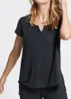 Cap Sleeve Lounge Tee(Black Marl,XS)