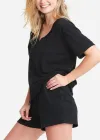 V-neck Lounge Tee(Black,XS)