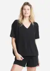 V-neck Lounge Tee(Black,XS)