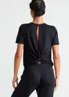 Peek-a-boo Twist Back Top(Black,XS)