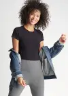 Short Sleeve Shaping Thong Bodysuit - Yummie SoftServe™(Black,S/M)