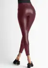 Faux Leather Shaping Legging w/ Side Zip(Zinfandel,L)