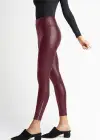 Faux Leather Shaping Legging w/ Side Zip(Zinfandel,L)