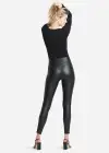Faux Leather Shaping Legging w/ Side Zip(Black,XS)