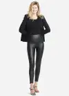 Faux Leather Shaping Legging w/ Side Zip(Black,XS)