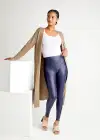 Faux Leather Shaping Legging w/ Side Zip(Medieval Blue,XS)