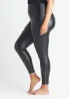 Faux Leather Shaping Legging w/ Side Zip(Black,XS)