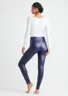 Faux Leather Shaping Legging w/ Side Zip(Medieval Blue,XS)