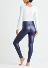 Faux Leather Shaping Legging w/ Side Zip(Medieval Blue,XS)