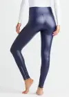 Faux Leather Shaping Legging w/ Side Zip(Medieval Blue,XS)