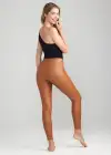 Faux Leather Shaping Legging w/ Side Zip(Rawhide Tan,XS)