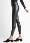 Faux Leather Shaping Legging w/ Side Zip(Black,XS)