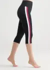 Talia Crop Capri Shaping Legging - 360Sculpt™ Cotton(Black with Blackberry/White Stripe,XS)