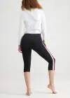 Talia Crop Capri Shaping Legging - 360Sculpt™ Cotton(Black with Blackberry/White Stripe,XS)