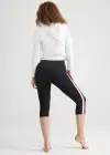 Talia Crop Capri Shaping Legging - 360Sculpt™ Cotton(Black with Blackberry/White Stripe,XS)