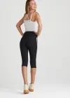 Talia Crop Capri Shaping Legging - 360Sculpt™ Cotton(Black with Blackberry/White Stripe,XS)