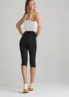 Talia Crop Capri Shaping Legging - 360Sculpt™ Cotton(Black with Blackberry/White Stripe,XS)