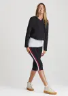 Talia Crop Capri Shaping Legging - 360Sculpt™ Cotton(Black with Blackberry/White Stripe,XS)