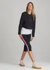 Talia Crop Capri Shaping Legging - 360Sculpt™ Cotton(Black with Blackberry/White Stripe,XS)