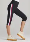 Talia Crop Capri Shaping Legging - 360Sculpt™ Cotton(Black with Blackberry/White Stripe,XS)