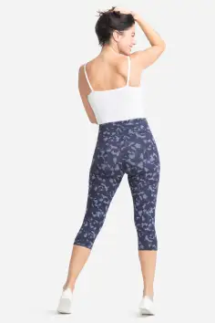 Talia Crop Capri Shaping Legging - 360Sculpt™ Cotton(Eclipse Blue Camo,XS)