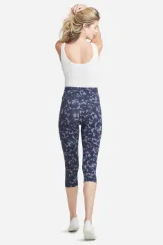 Talia Crop Capri Shaping Legging - 360Sculpt™ Cotton(Eclipse Blue Camo,XS)