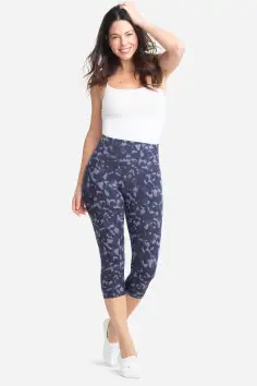 Talia Crop Capri Shaping Legging - 360Sculpt™ Cotton(Eclipse Blue Camo,XS)