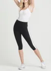 Talia Crop Capri Shaping Legging - 360Sculpt™ Cotton(Black with White Racing Stripe,XS)