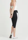 Talia Crop Capri Shaping Legging - 360Sculpt™ Cotton(Black with White Racing Stripe,XS)