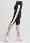 Talia Crop Capri Shaping Legging - 360Sculpt™ Cotton(Black with White Racing Stripe,XS)