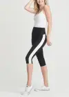 Talia Crop Capri Shaping Legging - 360Sculpt™ Cotton(Black with White Racing Stripe,XS)
