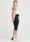 Talia Crop Capri Shaping Legging - 360Sculpt™ Cotton(Black with White Racing Stripe,XS)