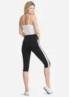 Talia Crop Capri Shaping Legging - 360Sculpt™ Cotton(Black with White Racing Stripe,XS)