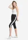 Talia Crop Capri Shaping Legging - 360Sculpt™ Cotton(Black with White Racing Stripe,XS)