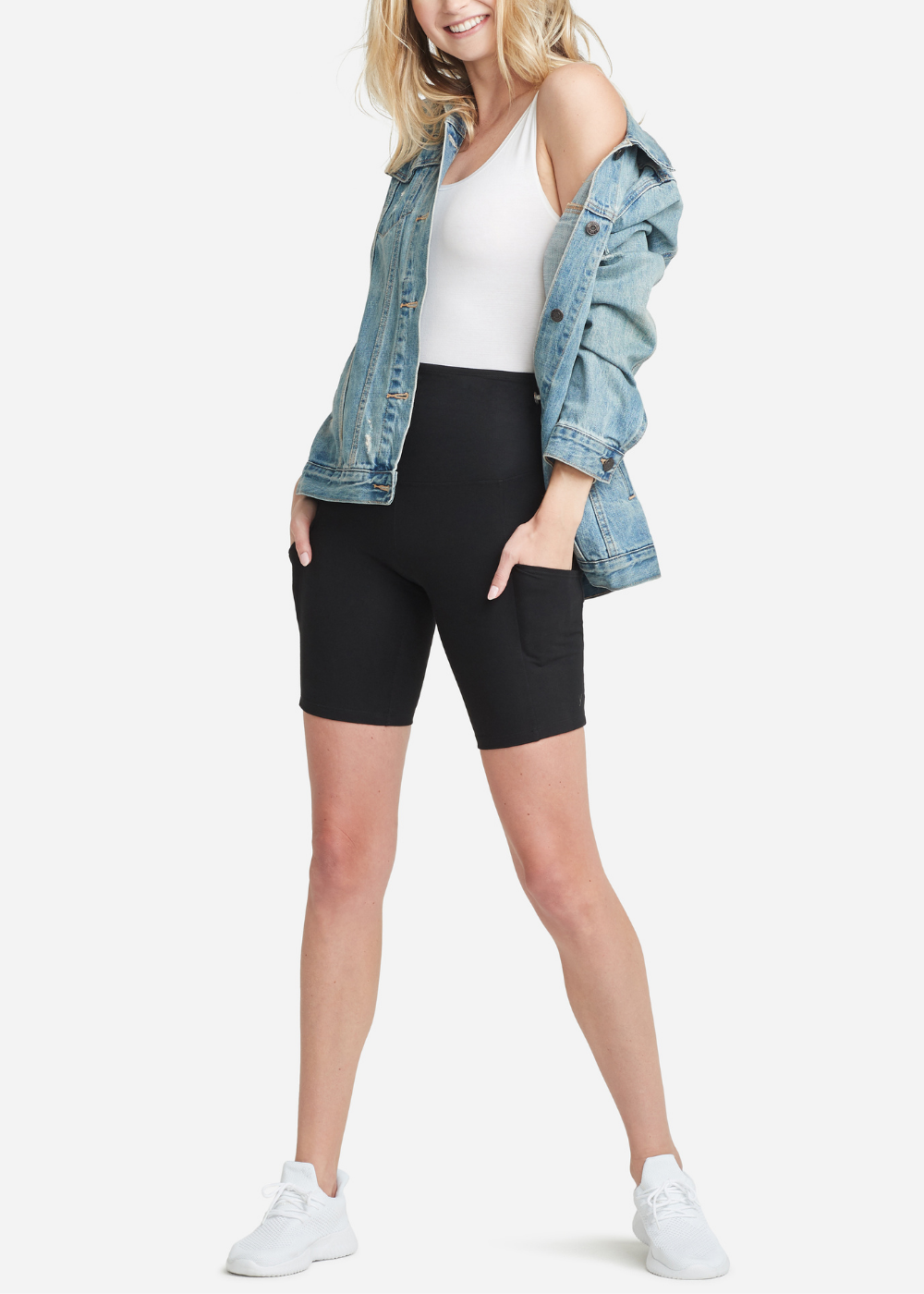 Mel Shaping Biker Short w/ Pockets - 360Sculpt™ Cotton(Black,XS)