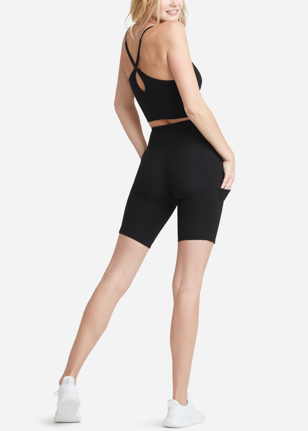 Mel Shaping Biker Short w/ Pockets - 360Sculpt™ Cotton(Black,XS)