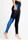 Rachel Shaping Legging w/ Mesh Pockets - 360Sculpt™ Cotton(Black/True Sapphire Stripe,XS)
