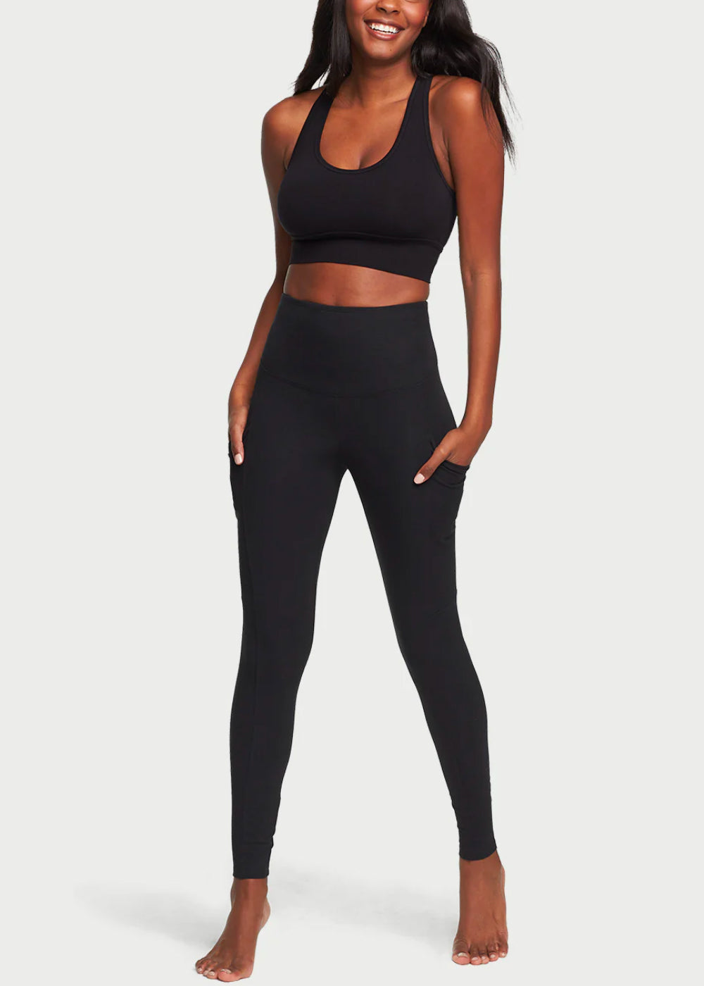 Rachel Shaping Legging w/ Pockets - 360Sculpt™ Cotton(Black,XS)