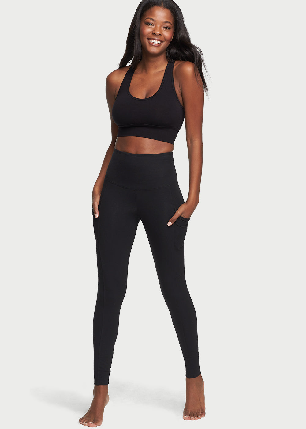 Rachel Shaping Legging w/ Pockets - 360Sculpt™ Cotton(Black,XS)