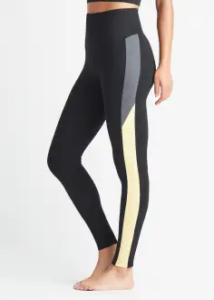 Rachel Shaping Legging w/ Racing Stripe - 360Sculpt™ Cotton(Black/Smoke/Lemon Drop,XS)