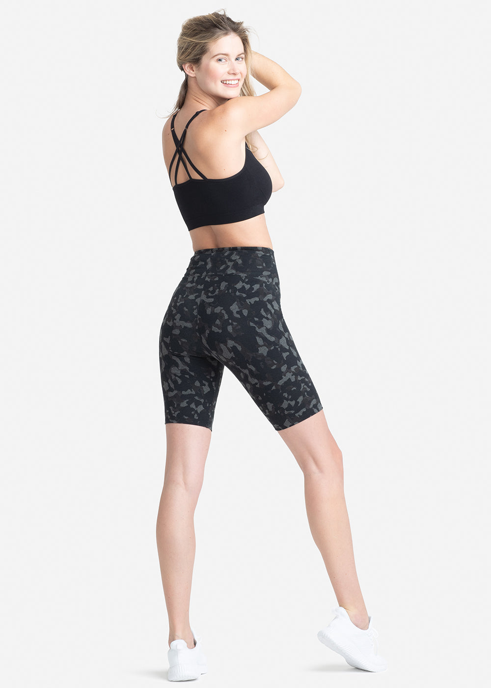 Mel Shaping Biker Short - 360Sculpt™ Cotton(Heather Charcoal Camo,XS)