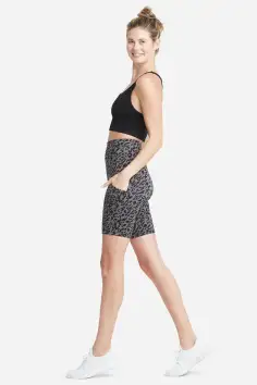 Mel Shaping Biker Short w/ Pockets - 360Sculpt™ Cotton(Leopard Print Castlerock,XS)