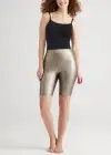Bronze Faux Leather Shaping Biker Short(Bronze,XS)