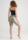 Bronze Faux Leather Shaping Biker Short(Bronze,XS)