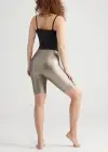 Bronze Faux Leather Shaping Biker Short(Bronze,XS)