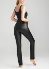Faux Leather Shaping Bootcut Legging(Black,XS)