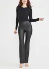 Faux Leather Shaping Bootcut Legging(Black,XS)