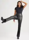Faux Leather Shaping Bootcut Legging(Black,XS)